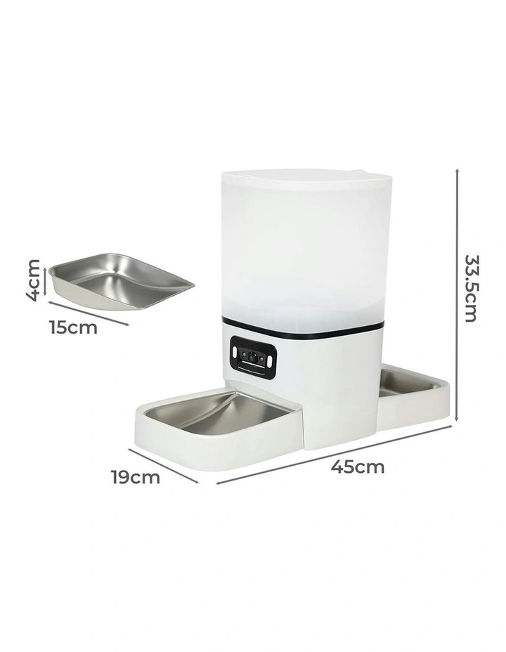 Double Camera Smart Wifi App Food Dispenser Automatic Pet Feeder 6L in White image 3