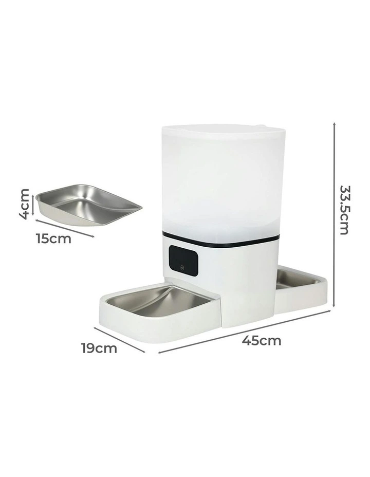 Automatic Pet Feeder Double Bowl Smart Food Dispenser Timer 6L in White image 3