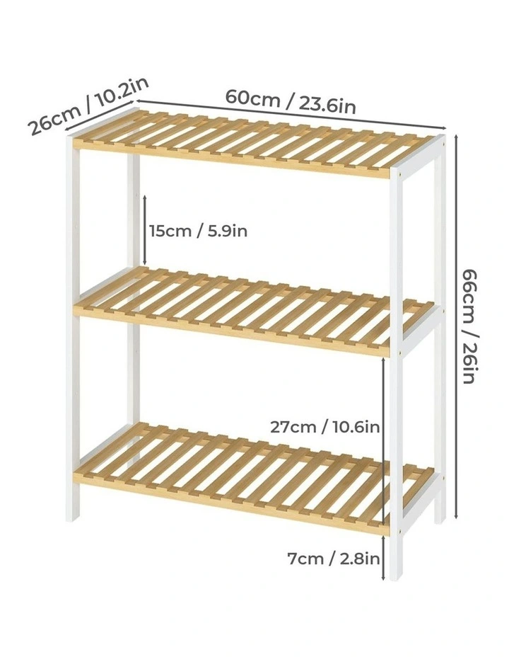 3 Tier Bamboo Storage Rack 66cm in Multi image 3