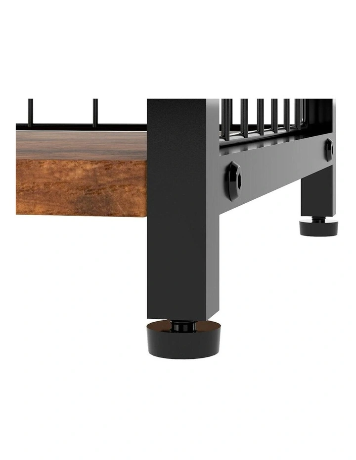 Metal Wood Storage Bedside End Table 3 Tier in Brown image 4