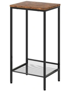 Industrial Side Table Shelf 2-Tier in Retro Brown