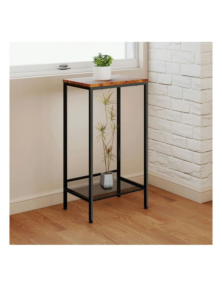 Industrial Side Table Shelf 2-Tier in Retro Brown image 7