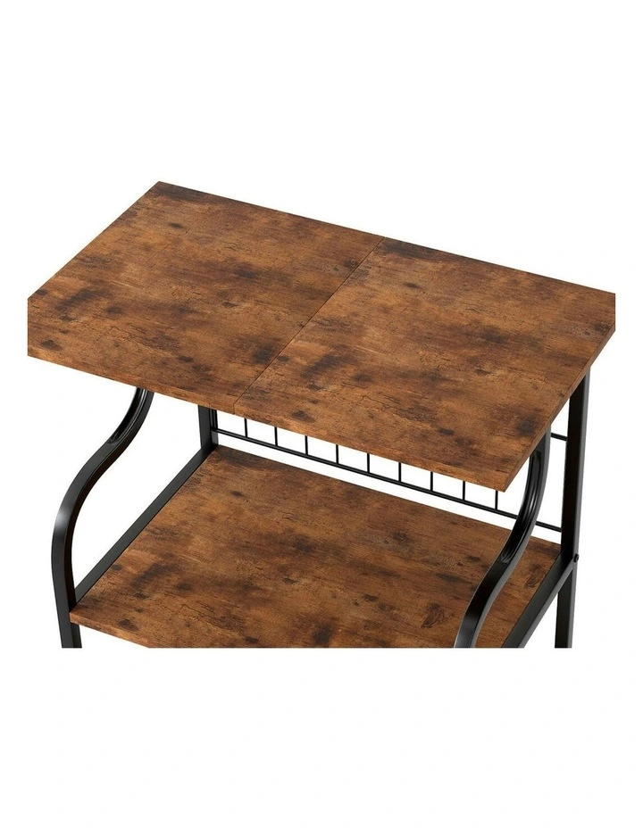 Modern Wood Record Player Side Table 3-Tier Storage Shelf in Brown image 4