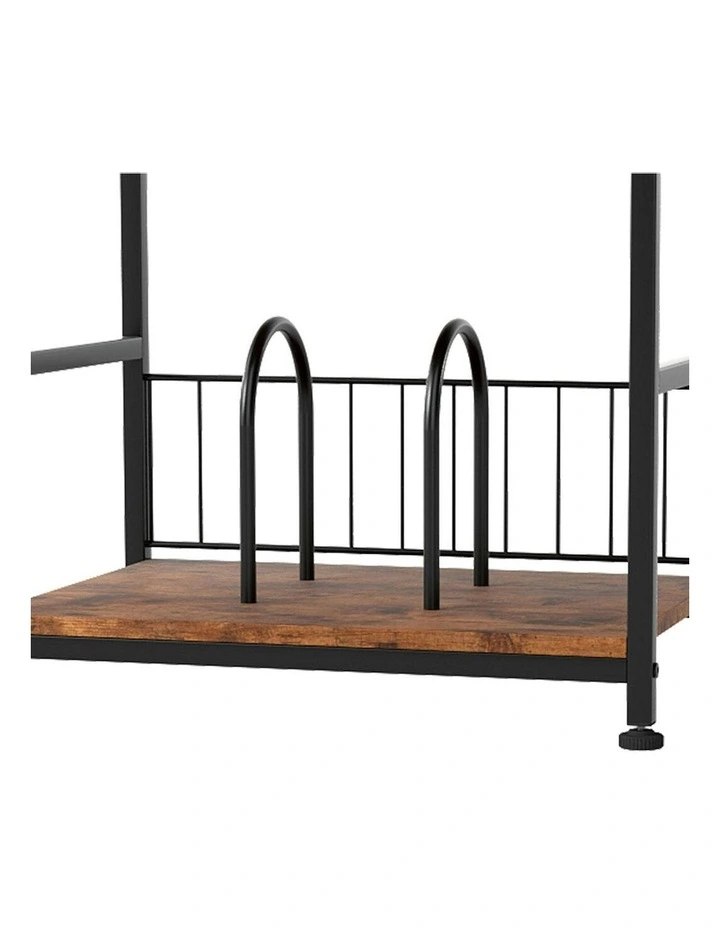 Modern Wood Record Player Side Table 3-Tier Storage Shelf in Brown image 6