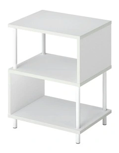 End Living Room Bedside Table 3Tier Storage in White