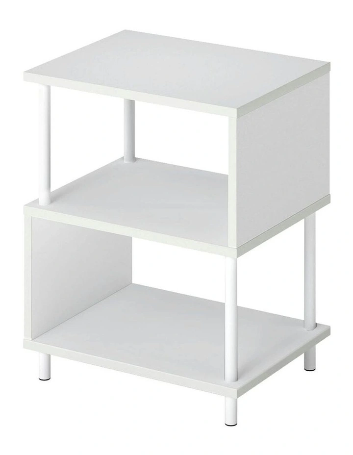 End Living Room Bedside Table 3Tier Storage in White image 1