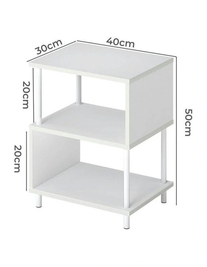 End Living Room Bedside Table 3Tier Storage in White image 3