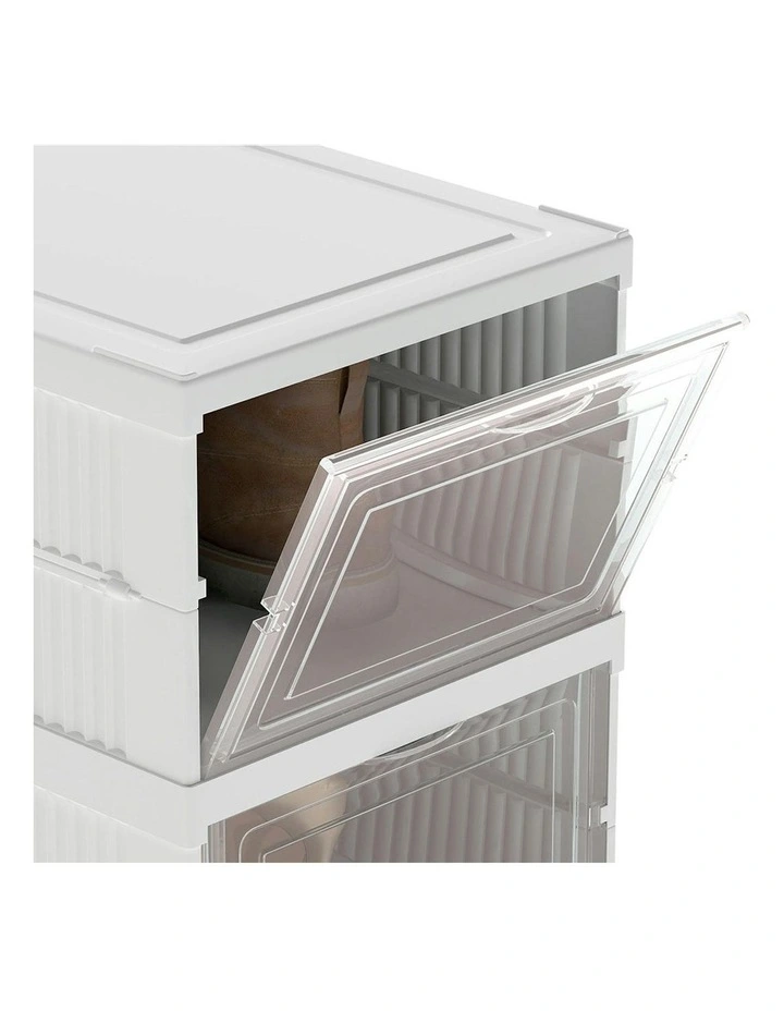 Shoe Box Foldable Home Shoe Shelf Ventilated Storage Organizer 6 Pcs in White image 5