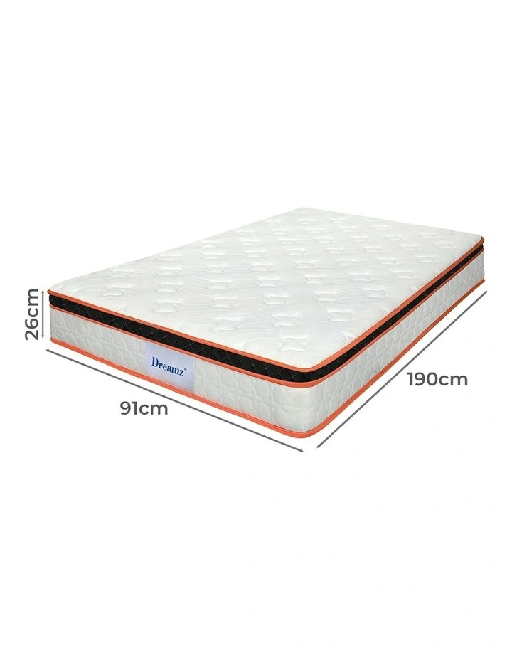 7 Zone Single Spring Mattress 26cm in White image 3