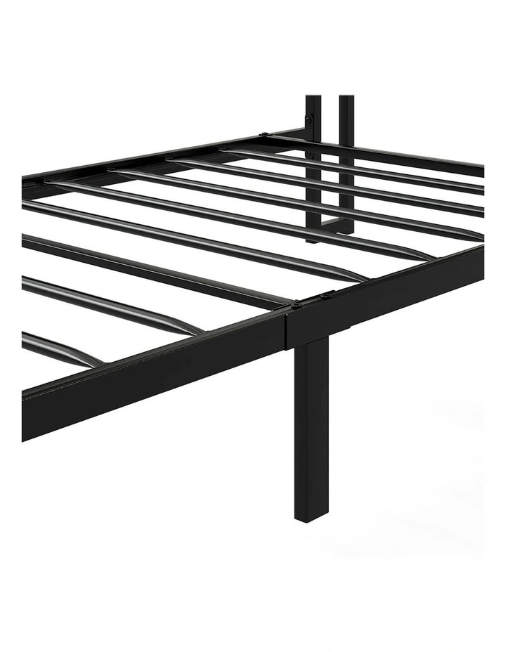 Linen Upholstered Storage Headboard LED Charging Bed Frame Single 2 Ports in Grey image 6