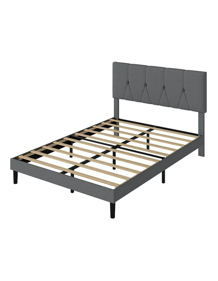 Upholstered Soft Headboard Bed Frame Double Size in Dark Grey image 1