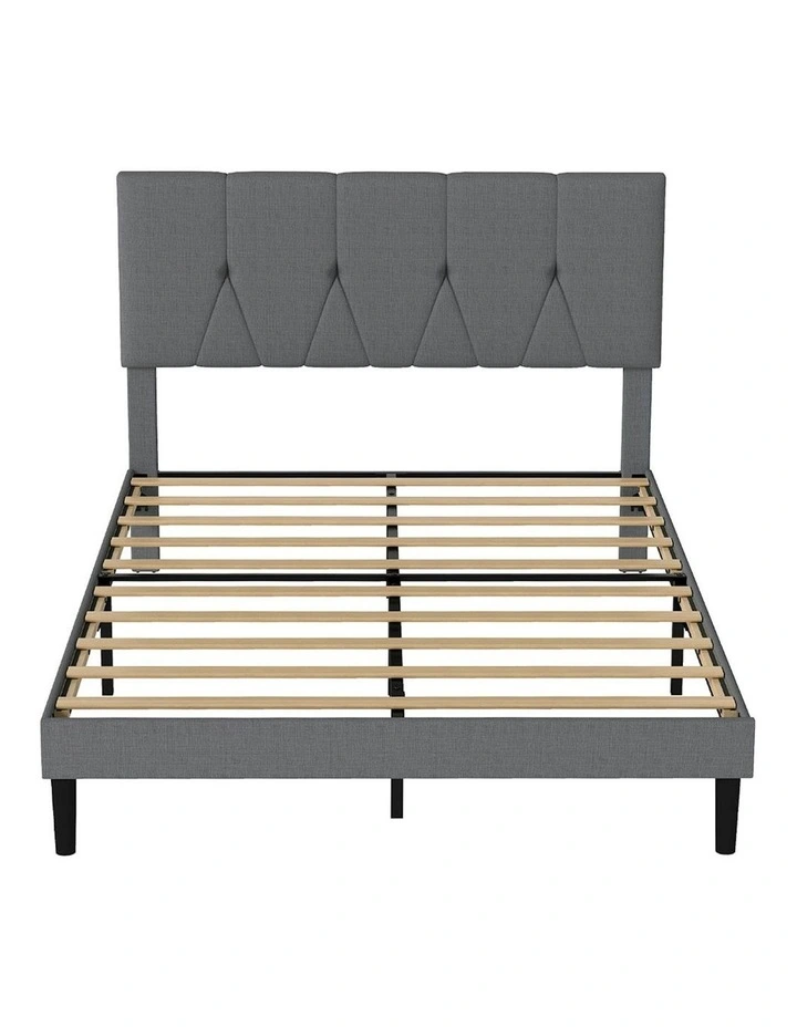 Upholstered Soft Headboard Bed Frame Double Size in Dark Grey image 2