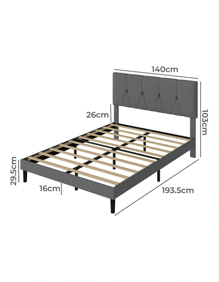 Upholstered Soft Headboard Bed Frame Double Size in Dark Grey image 3