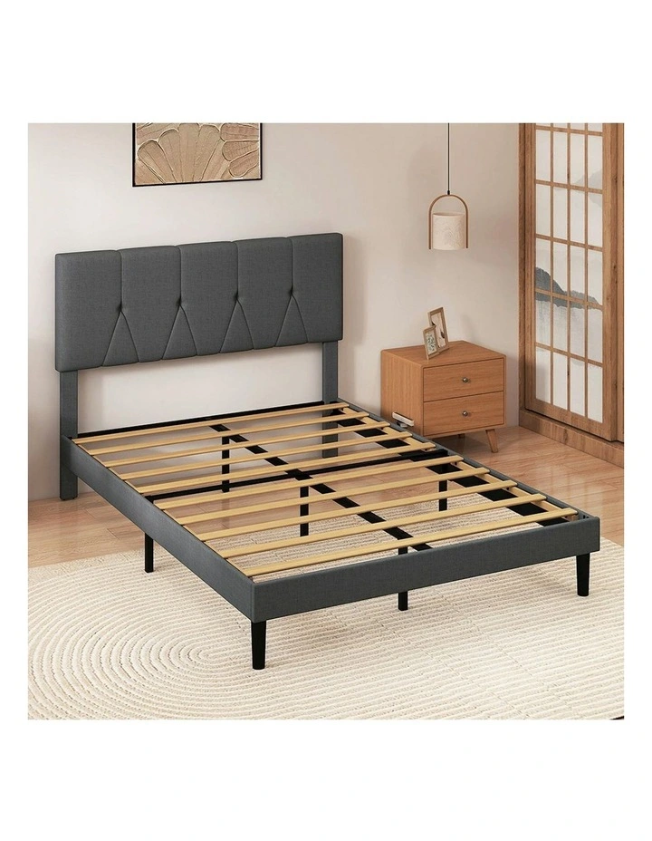 Upholstered Soft Headboard Bed Frame Double Size in Dark Grey image 7