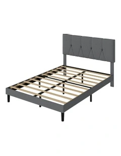 Upholstered Soft Headboard Bed Frame Queen Size in Dark Grey