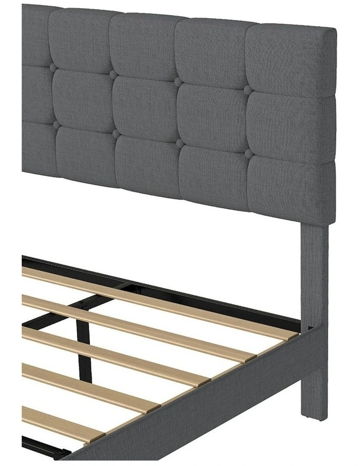 Sturdy Base Upholstered Soft Headboard Mattress Bed Frame Double in Grey image 4