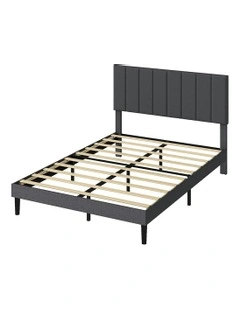 Sturdy Base Upholstered Headboard Mattress Bed Frame Double in Grey