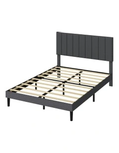 Sturdy Base Upholstered Headboard Mattress Bed Frame Queen in Grey