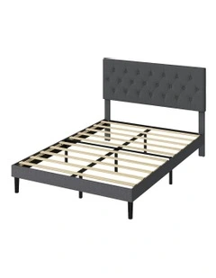 Upholstered Headboard Mattress Base Bed Frame Double in Dark Grey