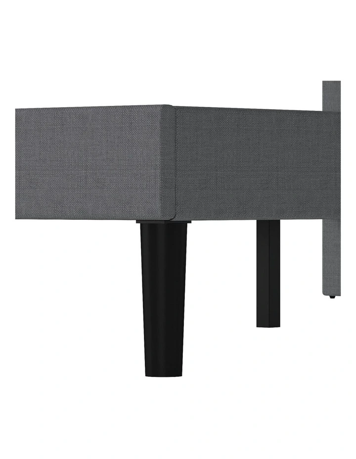 Upholstered Headboard Mattress Base Bed Frame Queen in Dark Grey image 5