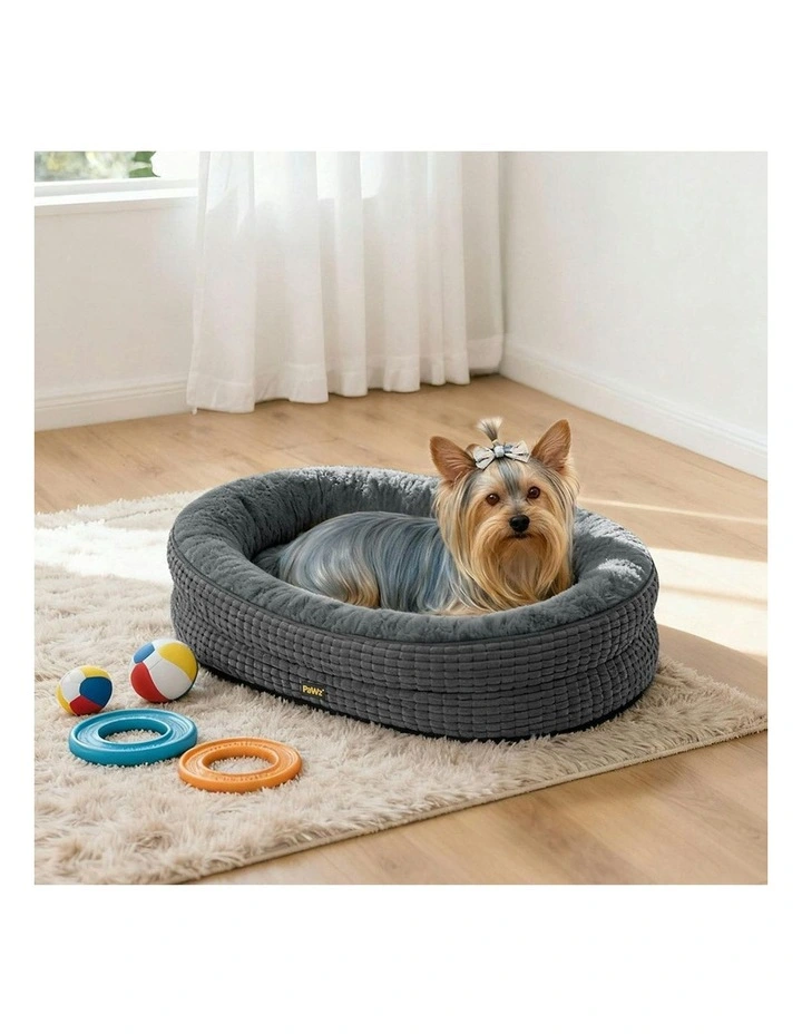 Orthopedic Plush Dog Bed Soft Washable Pet Bed Cosy Cushion S Size in Grey image 7