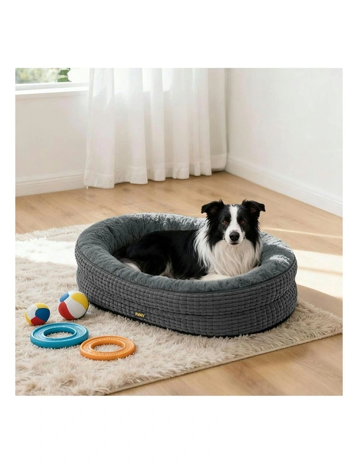 Orthopedic Plush Dog Bed Soft Washable Pet Bed Cosy Cushion XL Size in Grey image 7