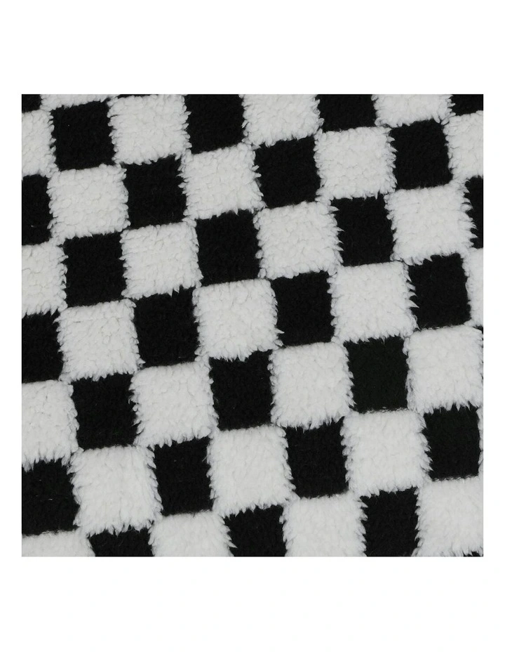 Orthopedic Calming Checkered Plush Sofa Washable Bed Pet Mat M in Black image 5