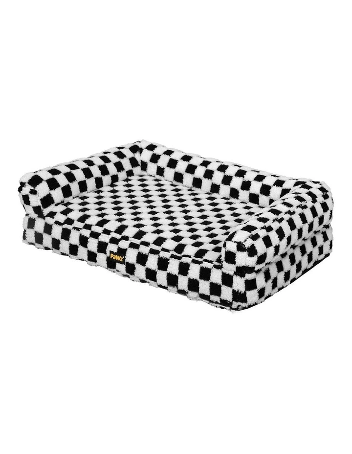 Orthopedic Calming Checkered Plush Sofa Washable Bed Pet Mat XL in Black image 1