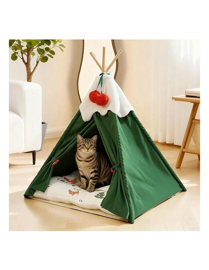 House Pet Teepee Dog Cat Tent Bed Washable Portable Indoor Tent in Green image 7