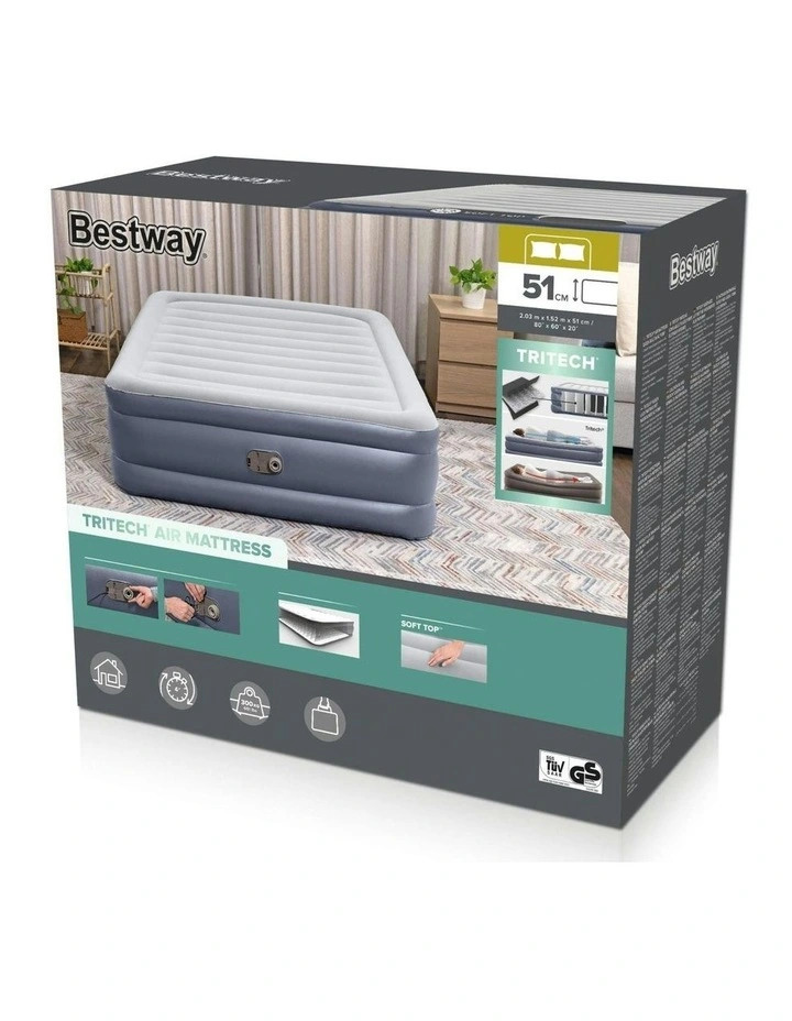 Tritech Air Mattress Queen Built-in AC Pump 203 x 152 x 51cm in Blue image 7