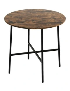 Round Kitchen 4 Person Coffee Restaurant Metal Base Dining Table in Brown