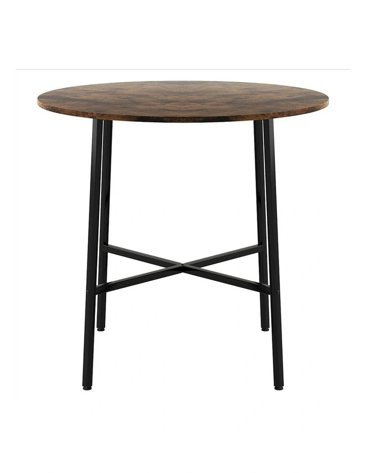 Round Kitchen 4 Person Coffee Restaurant Metal Base Dining Table in Brown image 2