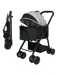 3 in1 Pet Pram Carrier Foldable 4 Wheels in Black