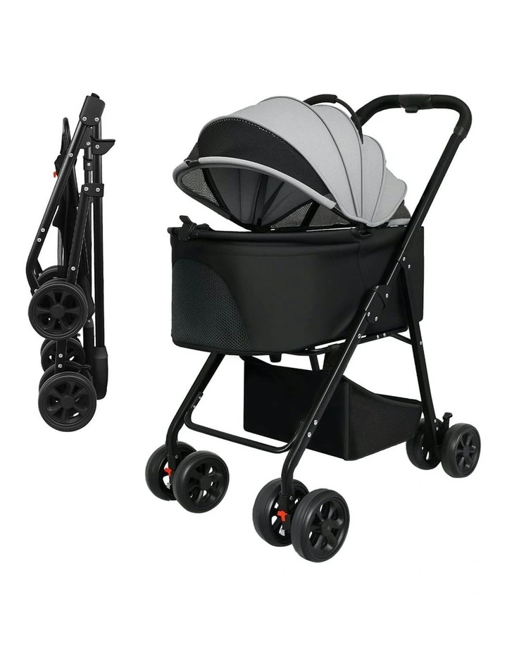 3 in1 Pet Pram Carrier Foldable 4 Wheels in Black image 1