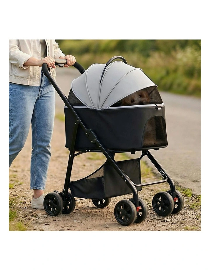 3 in1 Pet Pram Carrier Foldable 4 Wheels in Black image 7