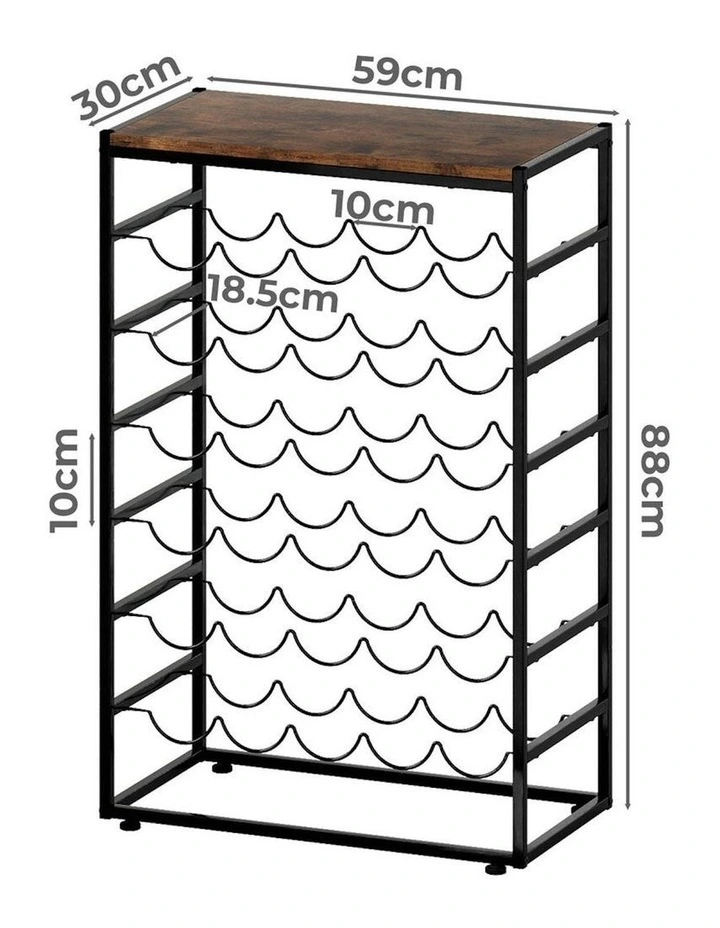30 Bottles Free Standing Floor Wooden Top 6 Tiers Wine Rack in Multi image 3