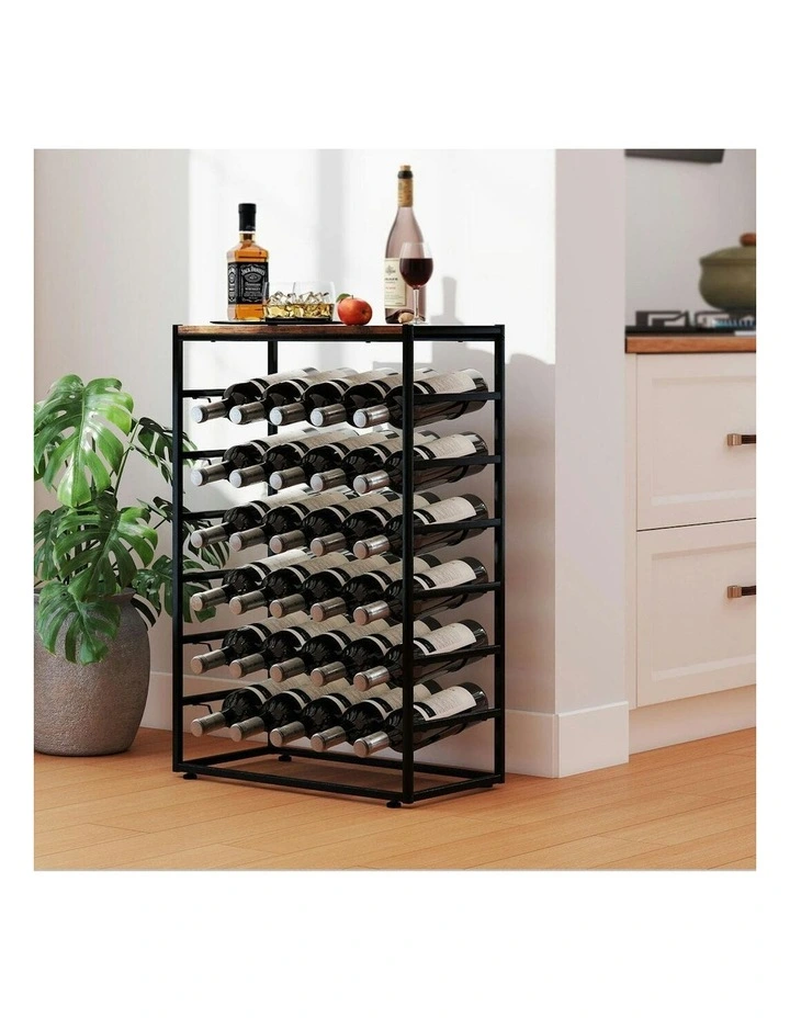 30 Bottles Free Standing Floor Wooden Top 6 Tiers Wine Rack in Multi image 7