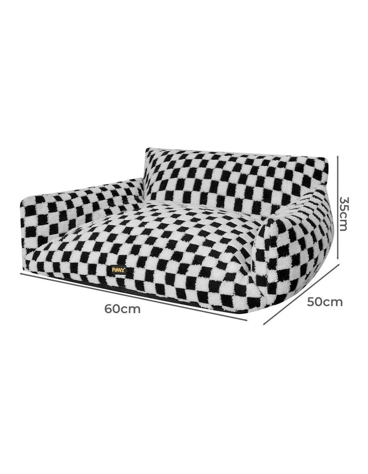 Pet Bed Soft Plush Checkered Dog Bed Washable Cat Bed Removable Cover S in Multi image 3