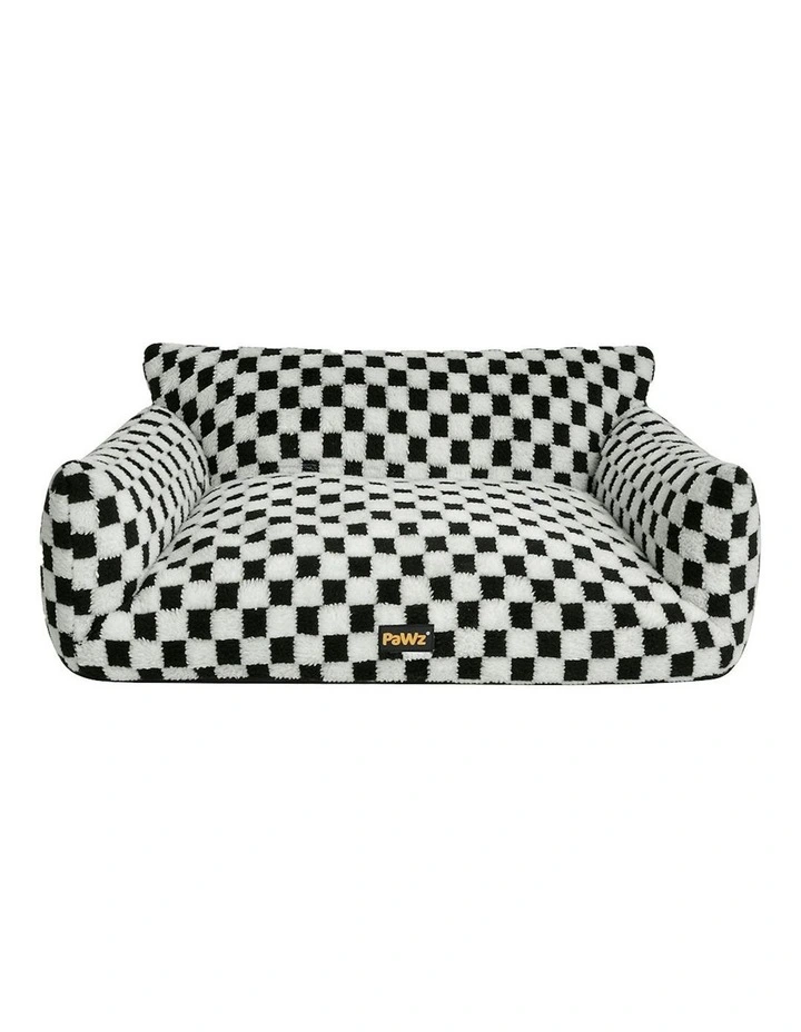 Pet Bed Soft Plush Checkered Dog Bed Washable Cat Bed Removable Cover XL in Multi image 2