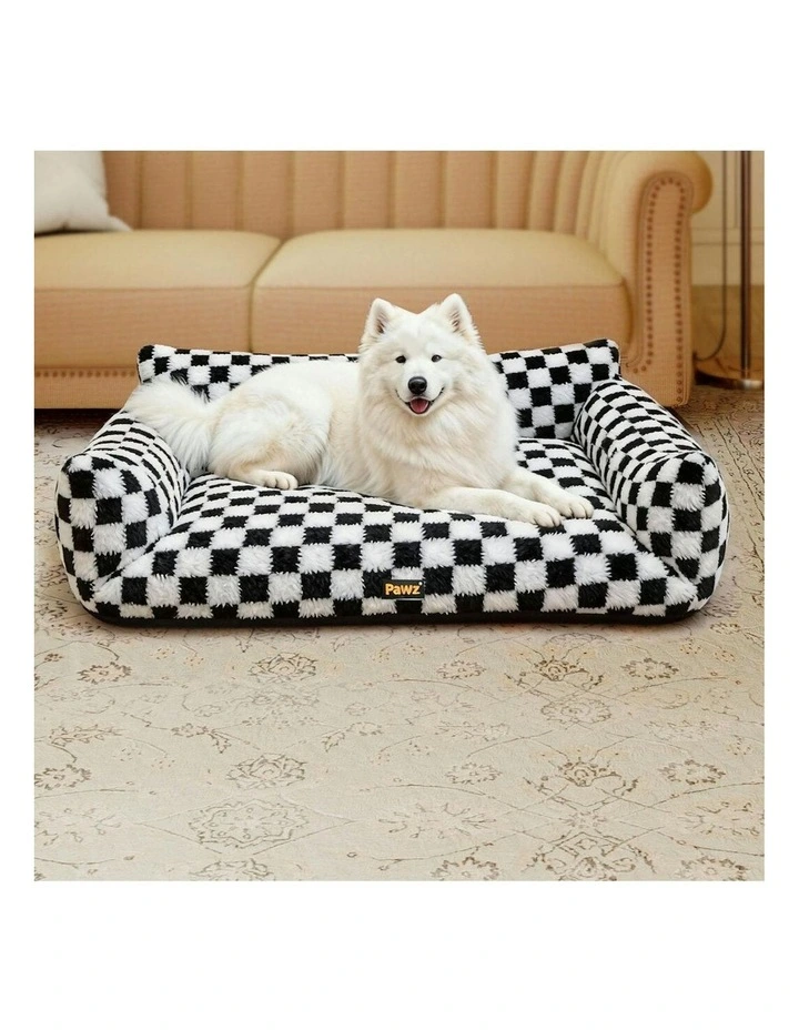 Pet Bed Soft Plush Checkered Dog Bed Washable Cat Bed Removable Cover XXXL in Multi image 7