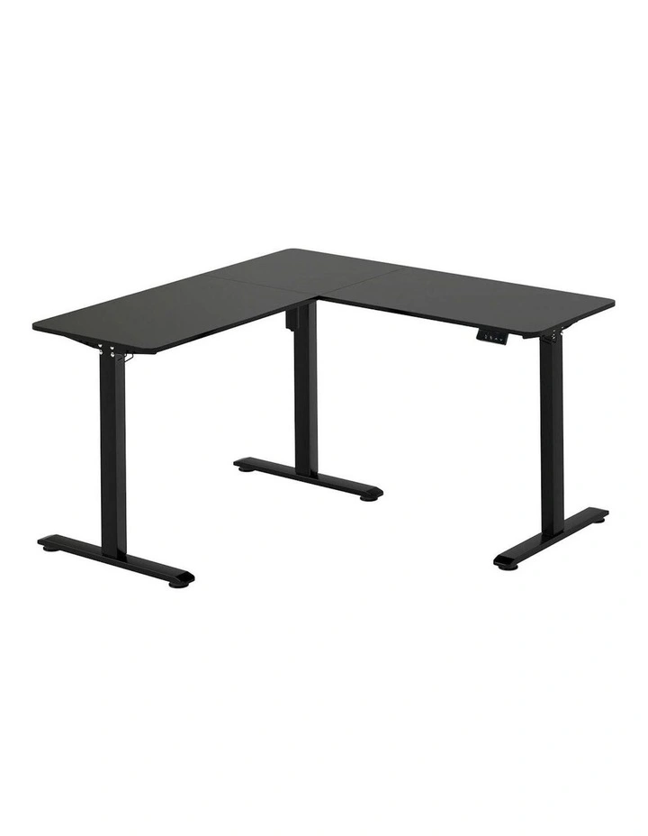 Home Office Electric Standing Desk Adjustable Height Motorised L Shaped in Black image 1
