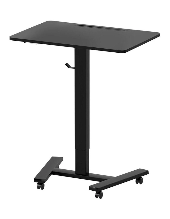 Mobile Standing Desk Adjustable Height Table Laptop Rolling Desk Wheels in Black image 1