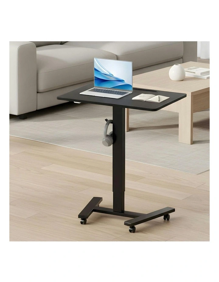 Mobile Standing Desk Adjustable Height Table Laptop Rolling Desk Wheels in Black image 7
