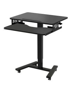 Adjustable Height Computer Table Keyboard Tray Mobile Standing Desk in Black