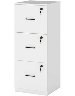 Home Office Modern Filing Storage File Cabinet Lockable Drawers 3 in White