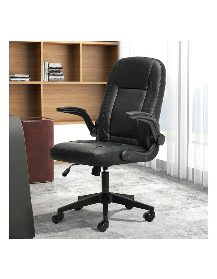 PU Leather Seat Adjustable Height Computer Work Executive Office Chair in Black image 7