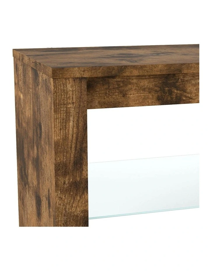 Cabinet Glass Display Storage Shelves RGB LED Lights TV Unit Stand 140cm in Brown image 5