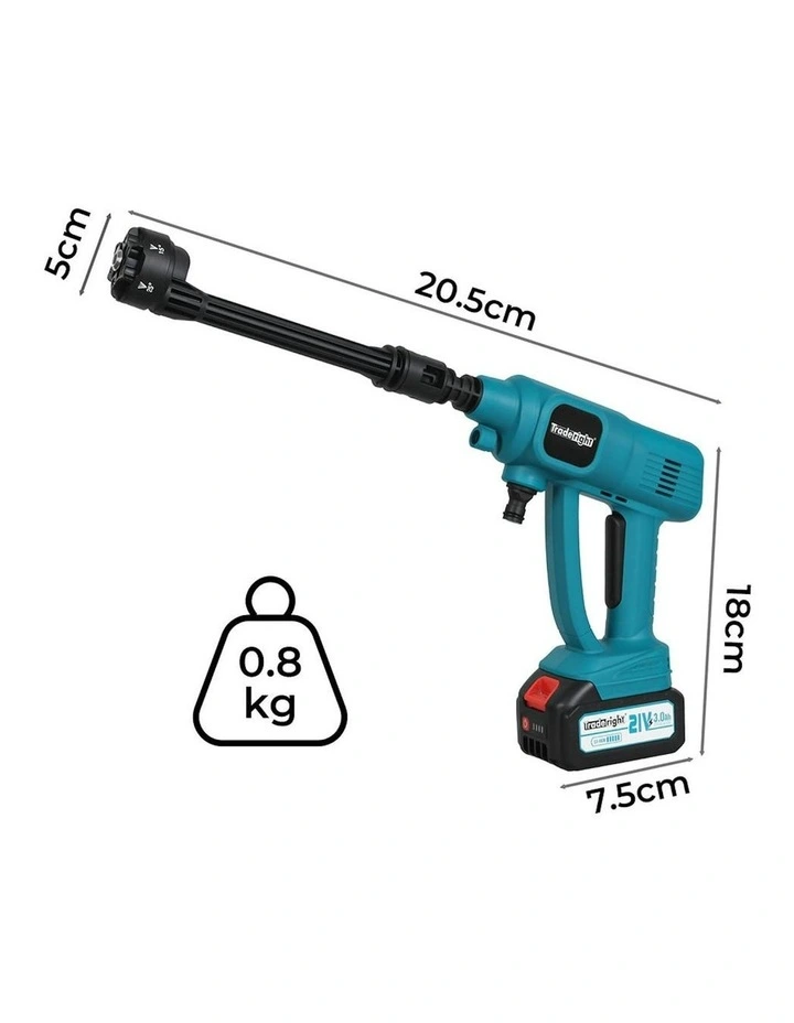Cordless Portable Pressure Washer 50Bar 230L/H Spray Gun Car Cleaner in Multi image 3