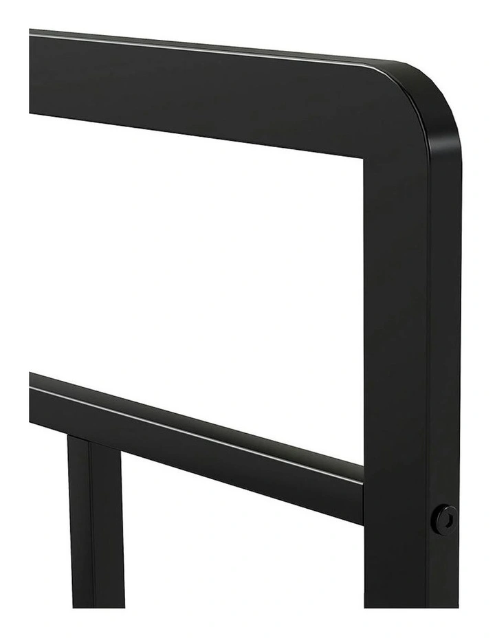 Double Bed Frame Metal Base Platform Headboard Heavy Duty Mass Storage in Black image 6