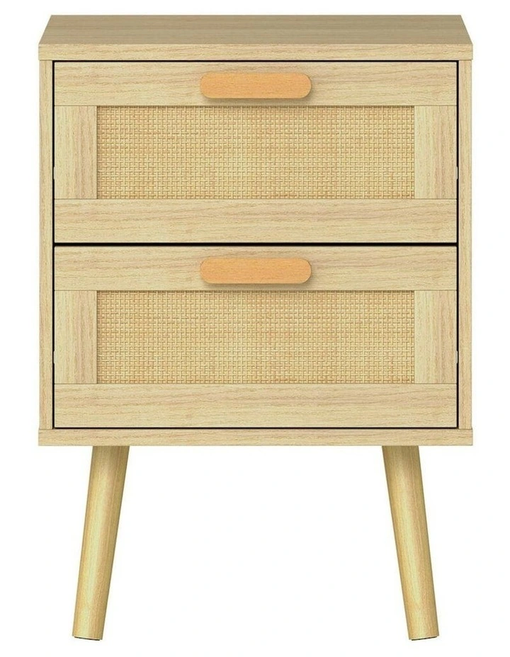 Wooden Bedside Tables Set in Beige image 2
